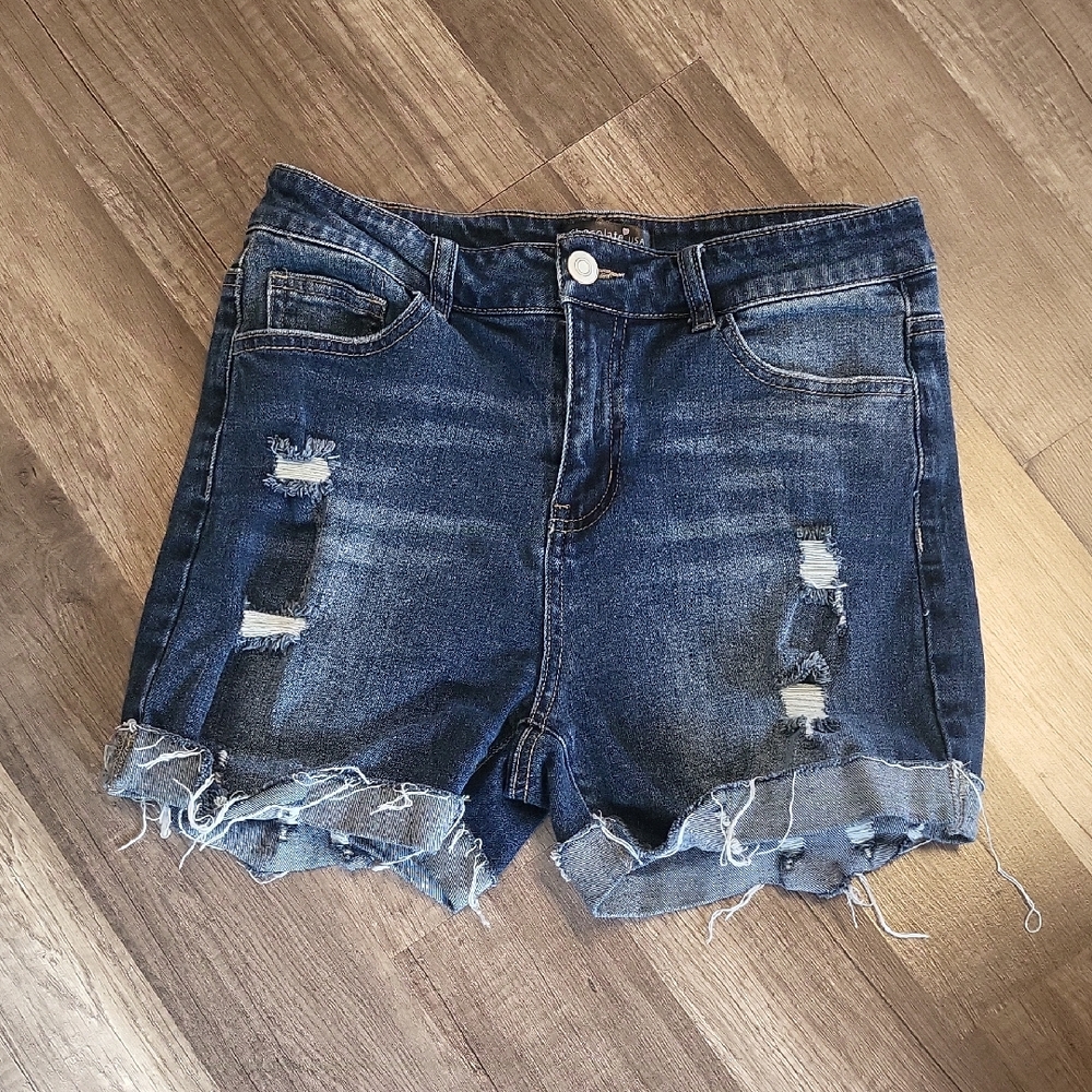 Casual Blue Distressed Jean Shorts